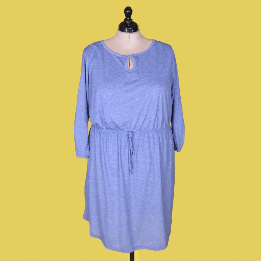 Blue Lace Jersey Dress
